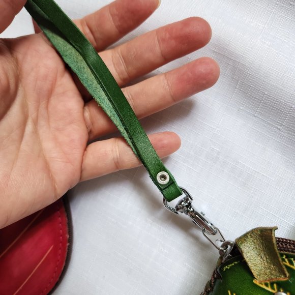 Green Turtle + Red Maple leave Leather Coin/ Change Bags / Wristlets for 1 Price - Picture 7 of 16